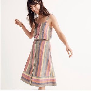 Madewell rainbow striped midi skirt